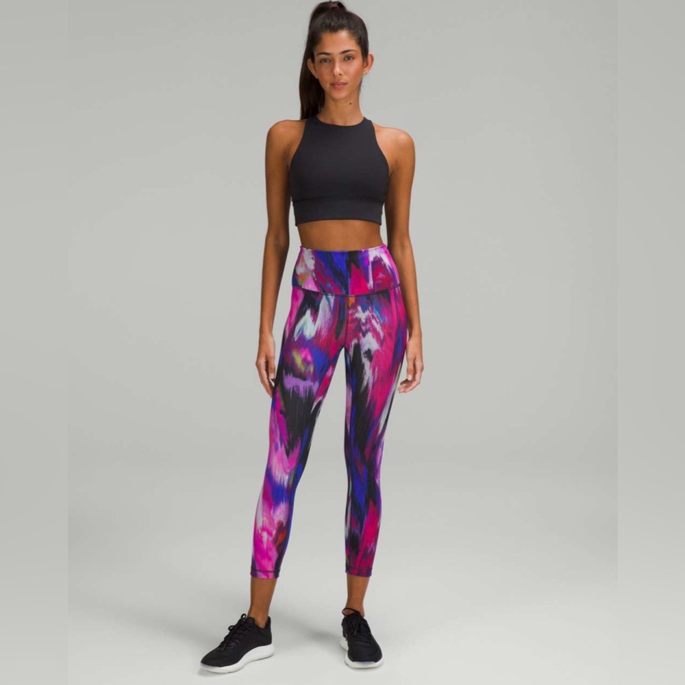 NWT Lululemon 4 Wunder Train Pant Leggings Digital Current Pink Multi